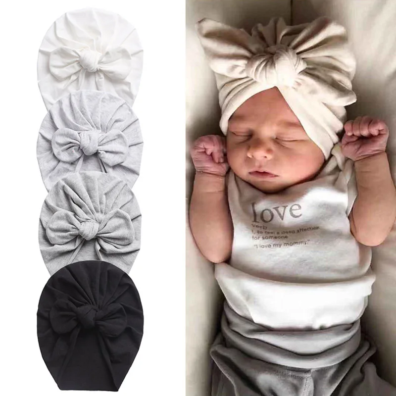 New Baby Turban Solid Color Soft Cotton Baby Hat Cute Rabbit Ear Newborn Girl Hats Bonnet Kids Cap Headband Head Wrap pacifier for baby