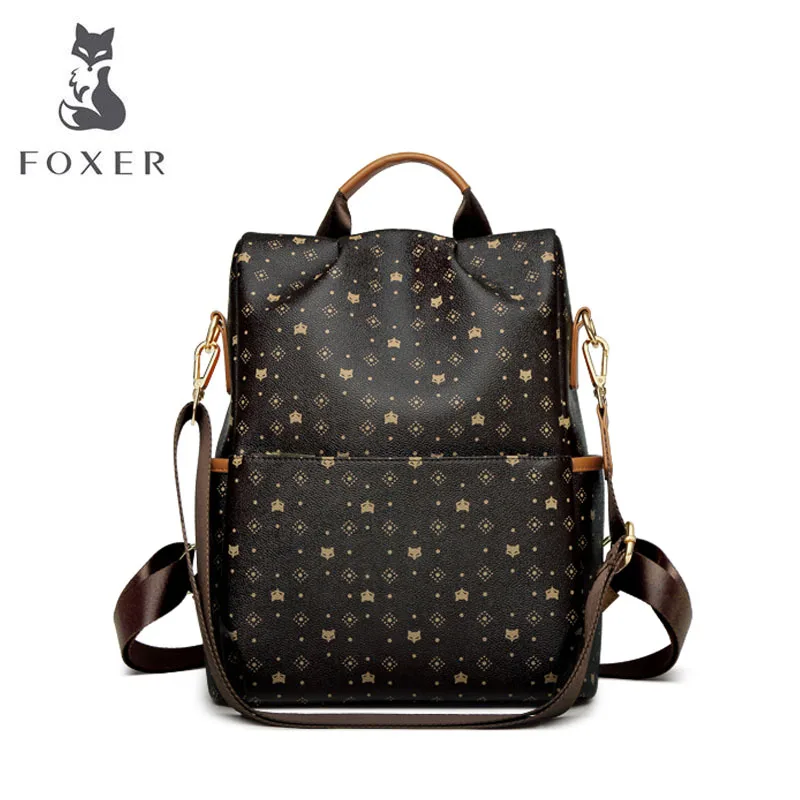 FOXER, дизайнерские сумки, известный бренд, женские сумки, новинка, роскошный кожаный рюкзак, большая вместительность, Женская дорожная сумка