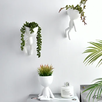 

Mini Porcelain Flowerpots Wall Decoration Hanging Flower Pots Plants Holder Ornaments Desktop Decoration Figurines Wedding Gifts