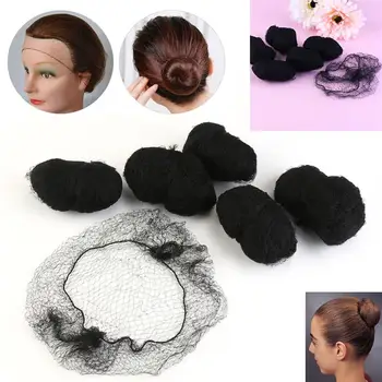 

100pcs Nylon Hairnets Black Color Invisible Soft Elastic Lines Hair Net For Dancing Sporting Hair Net Wigs Weaving - Black