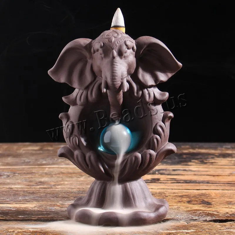 

Elephant Shape Backflow Incense Burner Ceramic Incense Holder Censer With Ball Portable Porcelain Censer Use In Home Teahouse