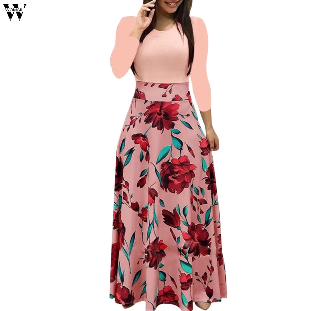 Womail платья для женщин с цветочным принтом Boho платье осень зима женские длинные платья для выпускного вечера Vestidos