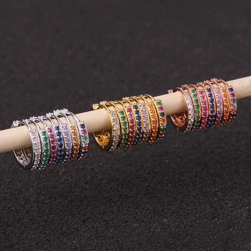 1pc 6mm/8mm/10mm Multicolor Cz Hoop Cartilage Earring Simple Helix Tragus Daith Conch Rook Snug Ear Piercing Jewelry