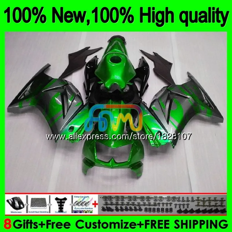 Корпус для KAWASAKI ZX-250R EX-250 EX250 зеленый серый ZX 250R 2BS. 23 EX 250 ZX250R 08 09 10 11 12 2008 2009 2010 2011 2012 обтекатель - Цвет: No. 1