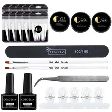 Акриловый полимер для дизайна ногтей строитель УФ гель для ногтей поли расширение гель акриловое перо кисть верх и основа под лак набор инструментов для искусства