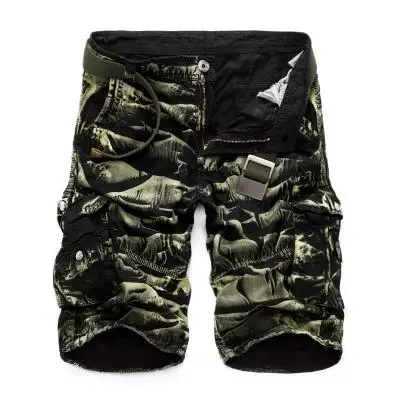 BlackGreenCamo Мужские военные карго шорты новые брендовые армейские камуфляжные шорты мужские хлопковые свободные рабочие повседневные короткие штаны без пояса - Цвет: BlackGreenCamo