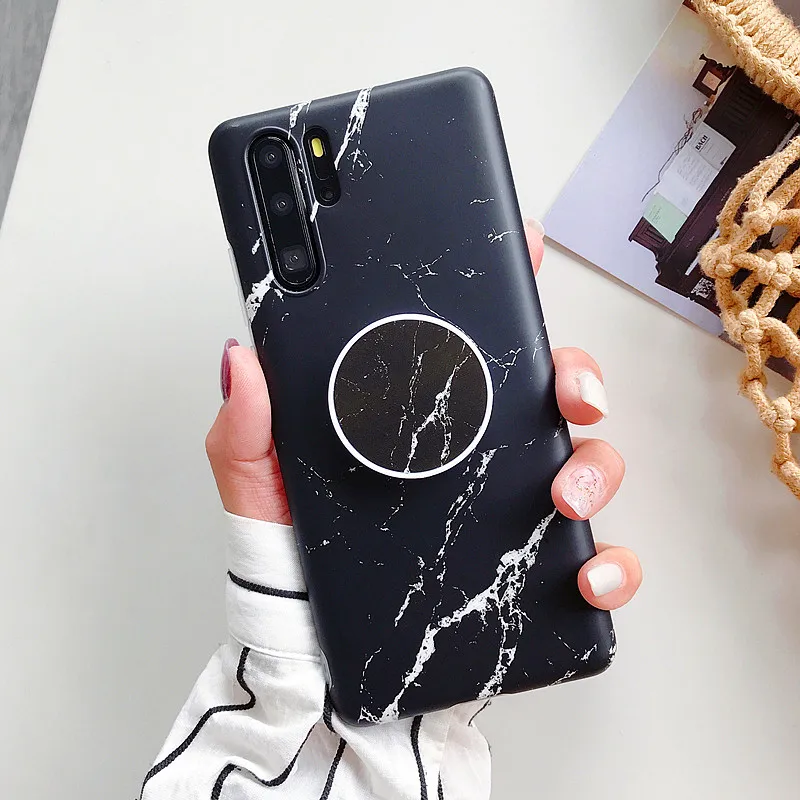 New! Frosted Marble Pattern+Folding Stand IMD TPU Case For Huawei P30 Mate 20 Pro Lite P20 Nova 3e 3I 4e Maimang 7 CASE Cover |