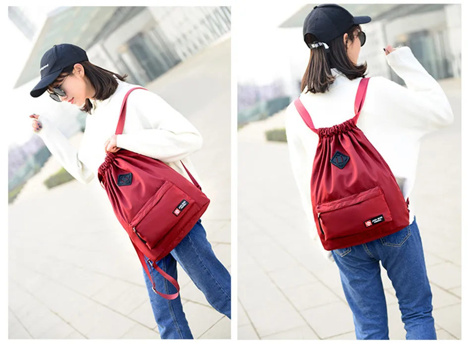 Outdoor Sports Running Large Capacity Drawstring Backpack Men And Women Swimming Fitness Waterproof Soft Back Backpack Gym Bag