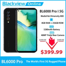 Blackview BL6000 Pro 5G Smartphone 8GB RAM+256GB ROM 6.36" FHD+ Dot Display IP68/IP69K Waterproof Phone 48MP Camera Mobile Phone