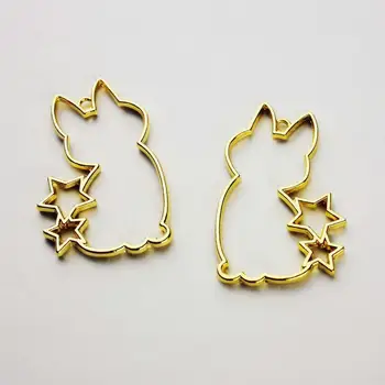 

5pcs Star Cat Hollow Metal Resin Frame Open Bezels Jewelry Findings Pendant Accessory DIY Charms Handmade Bezel Setting Art
