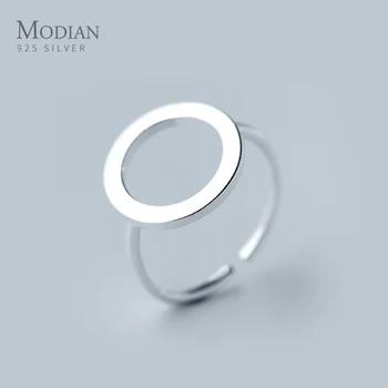 

Modian Classic Round Shape Sterling Silver 925 Ring for Women Fashion Open Adjustable Finger Ring Fine Jewelry Girl Gift