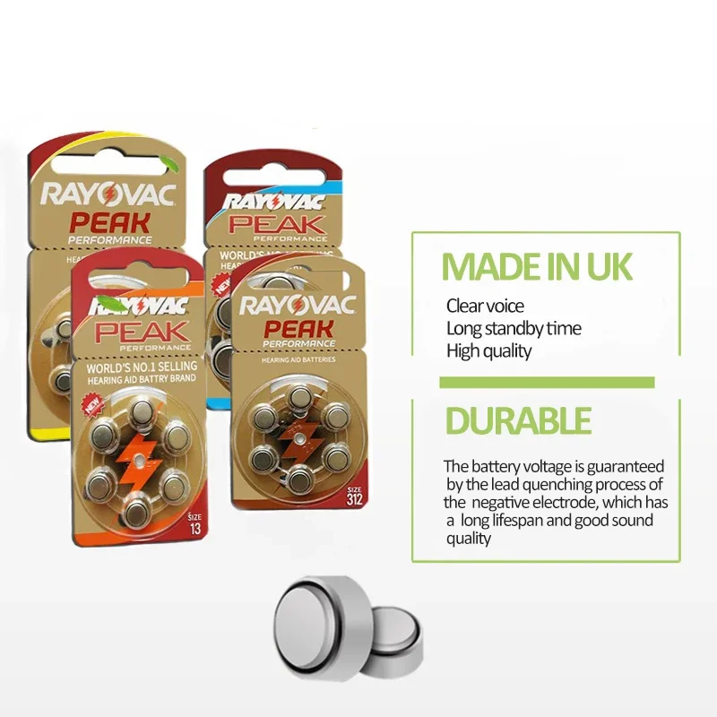 60PCS10CardsBatteryHearingAidsA312A10A13A675RAYOVACPEAKHigh