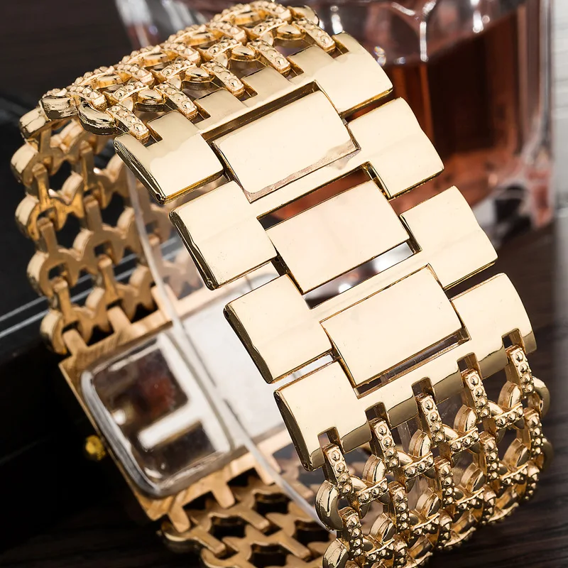 2021 Luxury Women Golden Stainless Steel Bracelet Watch Ladies Fashion Hollow Strap Dress Watch Female Casual Clock Relogio Hot