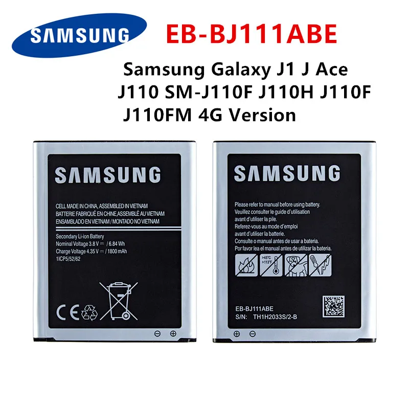 Оригинальный аккумулятор для SAMSUNG Galaxy J1 J Ace J110 Samsung J110H J110F J110FM 4G на аккумуляторах с