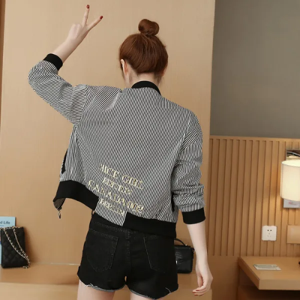 Greatest  WYWAN Autumn 2019 women's jacket vintage stripe jackets casual coat autumn long sleeve outwear wome