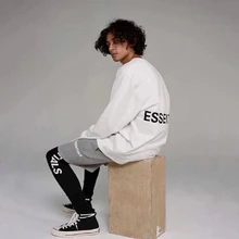 Европейские и американские высокие уличные стильные хлопковые мужские и тонкие женские леггинсы с буквенным принтом