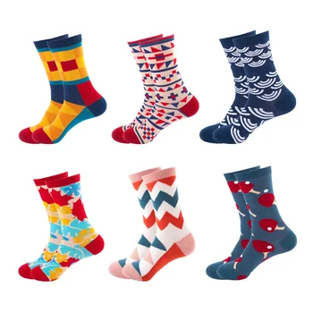 

Men's Cotton Happy Socks With Print Cartoon Striped Geometric Plaid Skateboard Socks Fashion Harajuku Autumn Winter Crew Socks