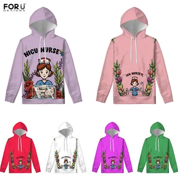 

FORUDESIGNS Caroon Nursing Woman Hoodie Fashion Sweatshirt Top Autumn Spring Lady Loose Pullover Female Hood Sudaderas Mujer
