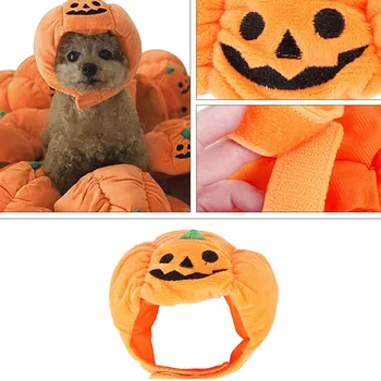 

35# 2020 Halloween Pet Pumpkin Hat Cat Dog Fancy Party Dress Up Headdress Cute Puppy Kitten Decoration Costume Cap Cats Dog Cost