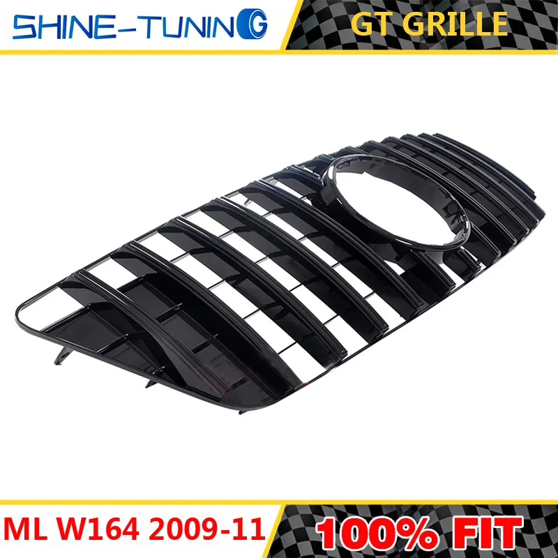 Передняя решетка подходит для mercedes ML Class W164 x164 amg grill GT R grill 2009-11 ML320 ML300 ML400 ML500 без эмблемы - Цвет: Gloss Black