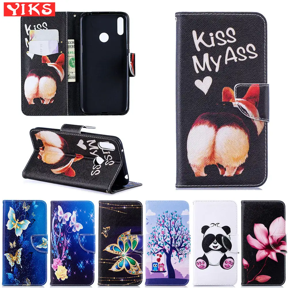 

Wallet Flip Phone Case For Honor 6X 7X 10 Cover For Huawei Y7 2019 Y6 Y7 Y9 2018 Y5 Prime 2018 Etui Painting With Card Slot Etui