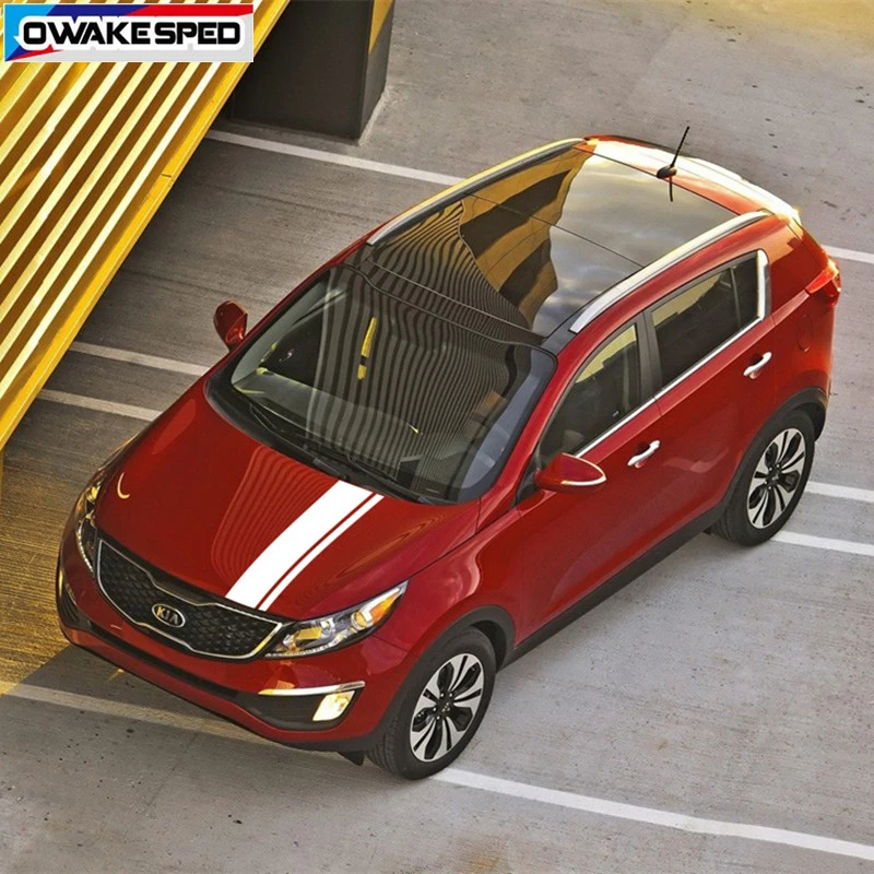 

For KIA SPORTAGE Sorento RIO Racing Bonnet Stripes Car Hood Engine Cover Decor Sticker Sport Styling Auto Waterproof Vinyl Decal