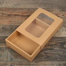 30pcs Vintage Kraft Cardboard Boxes With Clear Window DIY Craft Paper Paking Box Toy Jewelry Handmade Soap Box Drawer Style