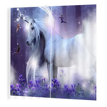 

Window Drapes 150*166cm Trendy Living Room Bedroom BlackoutDreamy horse Prints Curtains Room 3d Curtain