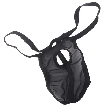 

Men Mesh Open G-string T-back Pouch Style Strap Underwear Black Sexy Lingerie Mens Underwear Briefs Open Front Pouch