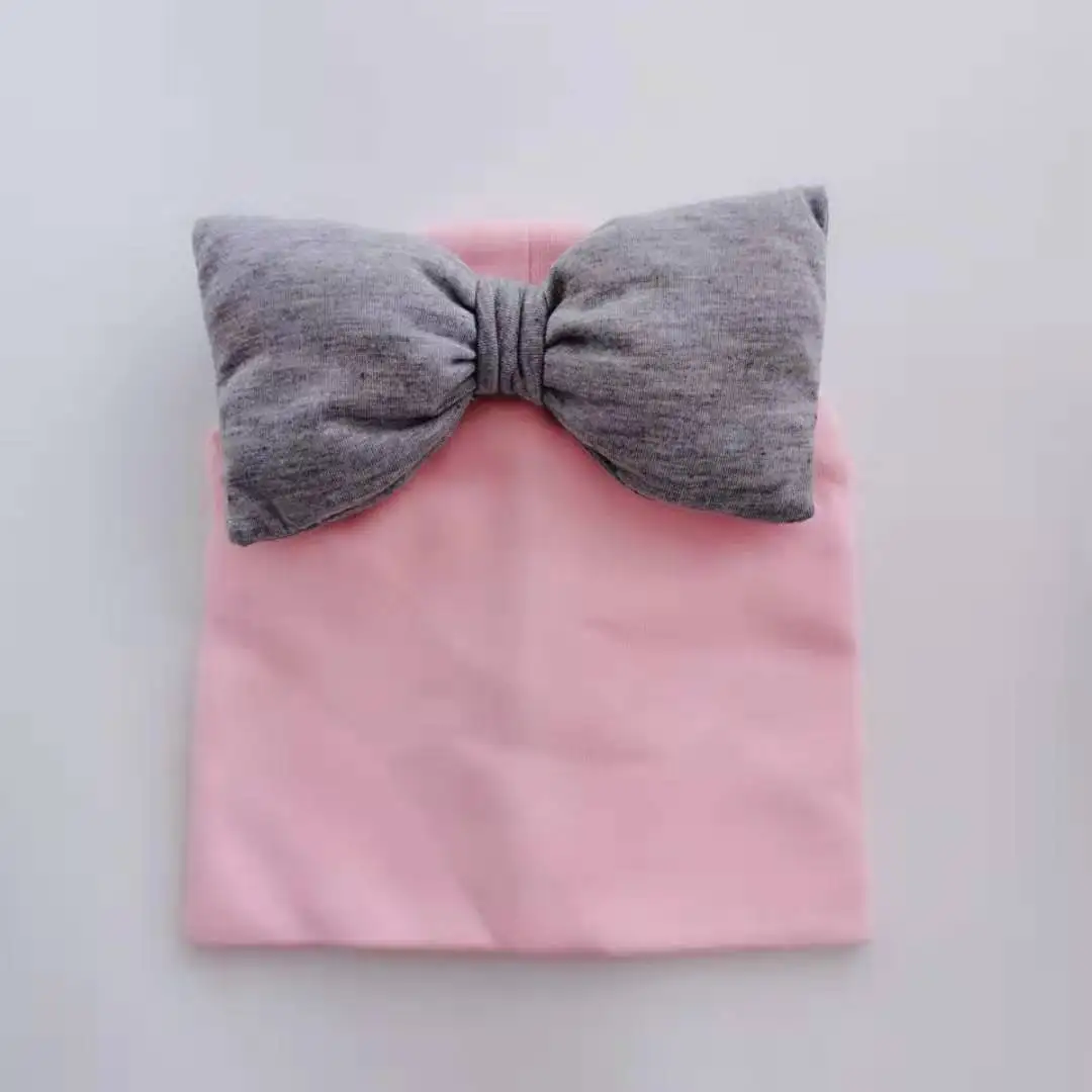 light pink Весенняя шапка с разноцветным бантом для малышей и детей постарше, хлопковая шапка с бантом-бабочкой для девочек - Цвет: light pink
