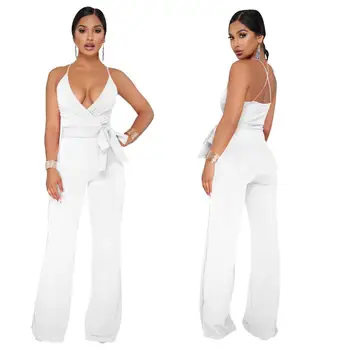 

2019 Summer new Women Casual Loose Jumpsuit Sleeveless Backless Playsuit Trousers Overalls