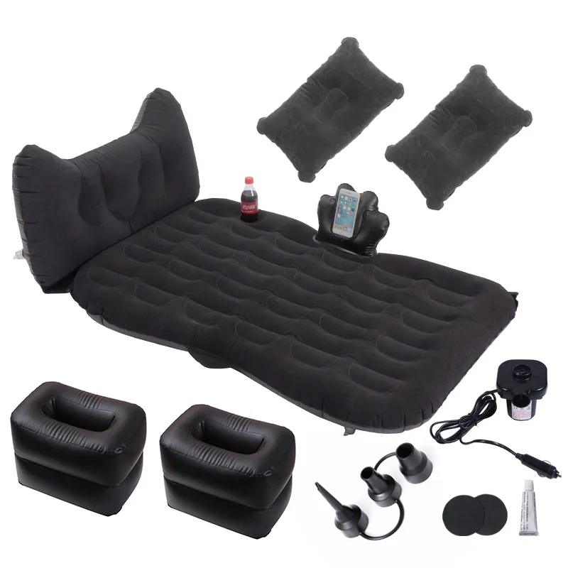 

Car travel bed cartoon Cat shape head guard side block flocking car air inflatable travel mattress bed for back seat accessories