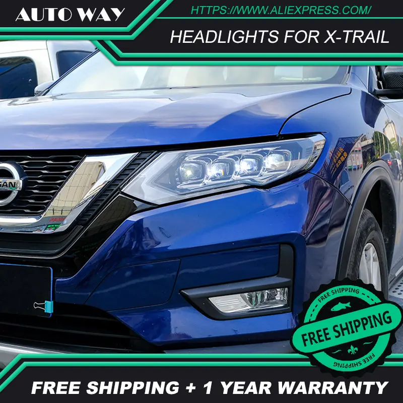 Автомобильный Стильный чехол для фар Nissan X-Trail, все светодиодный- светодиодный головной фонарь, все светодиодный фары Nissan X-Trail, дневные ходовые огни