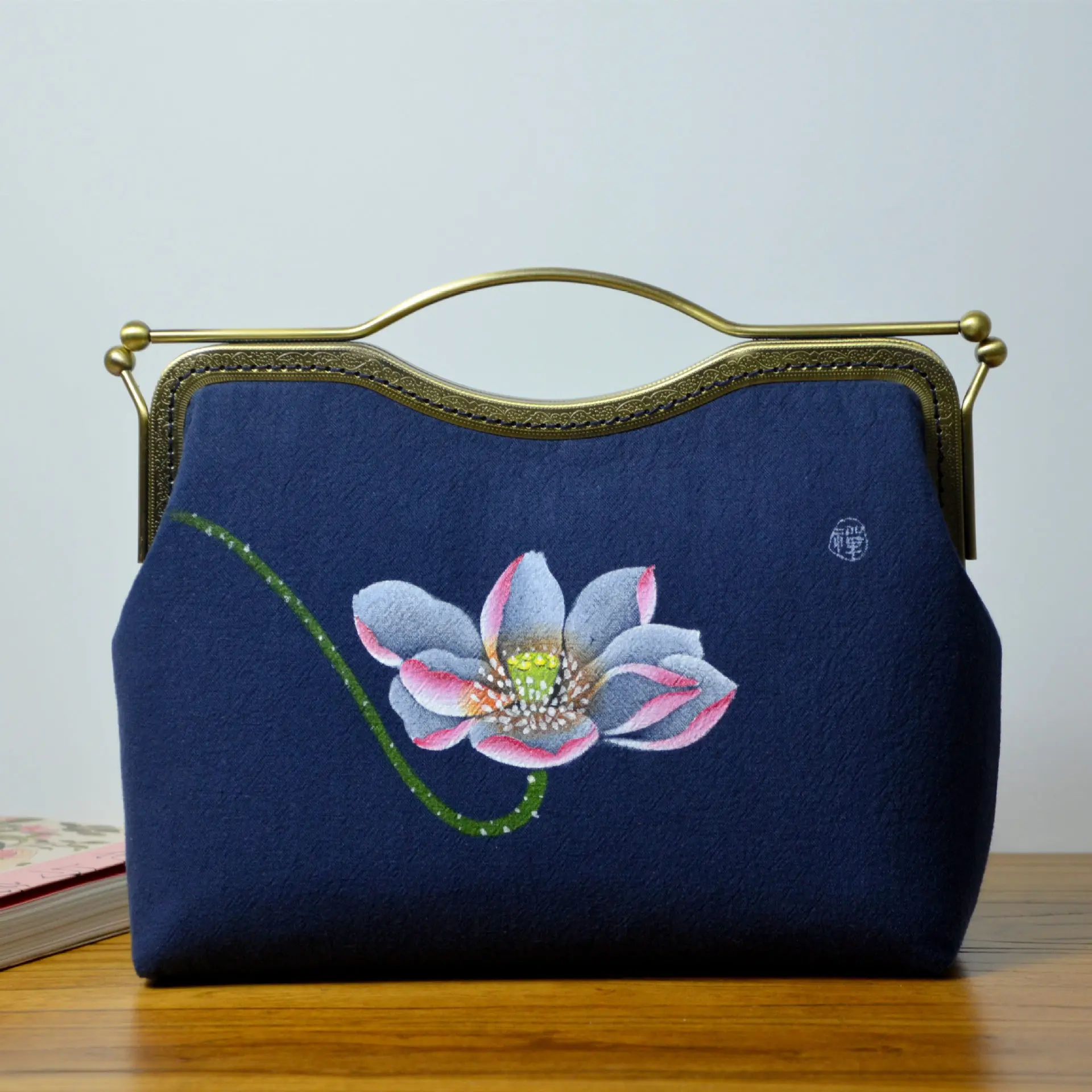 

High-End Series Origional Ethnic-Style Lotus Painted Bag Women's Shoulder Bag Diablement Fort WOMEN'S Bag Shoulder Bag