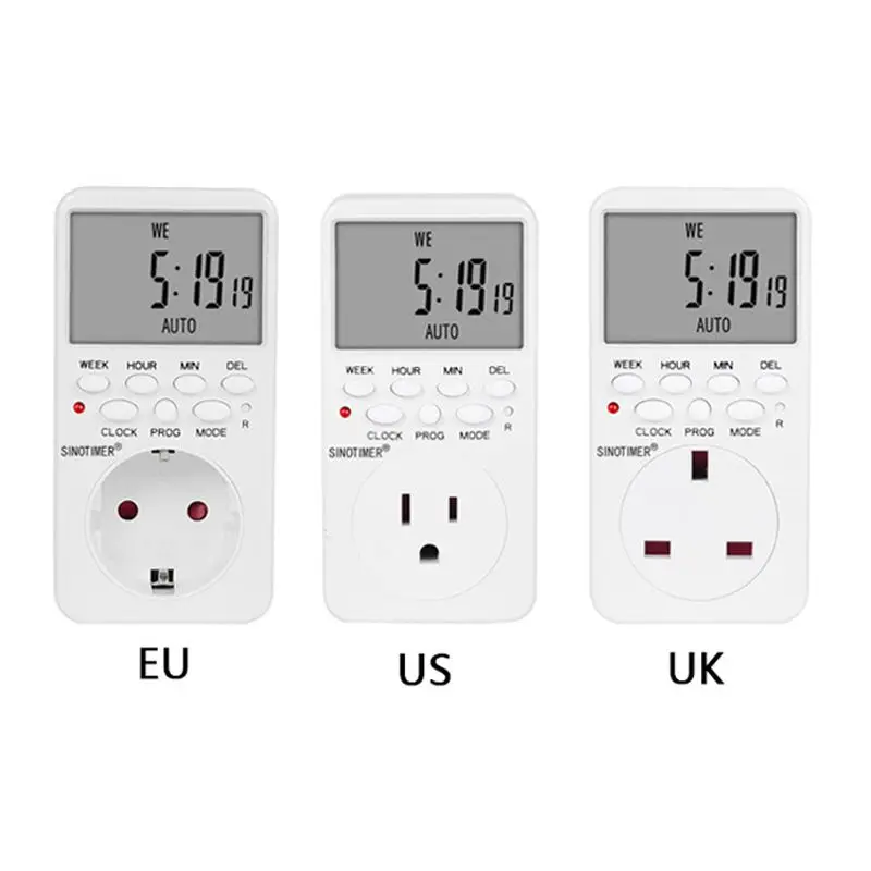 

EU UK US Plug Outlet Digital Timer Socket Time Relay Switch Control Programmable