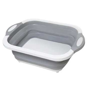 

Folding Cutting Board with Basket Dish Tub Multifunction Collapsible Chopping Drain Basket Fruit Vegetable Sink Basin