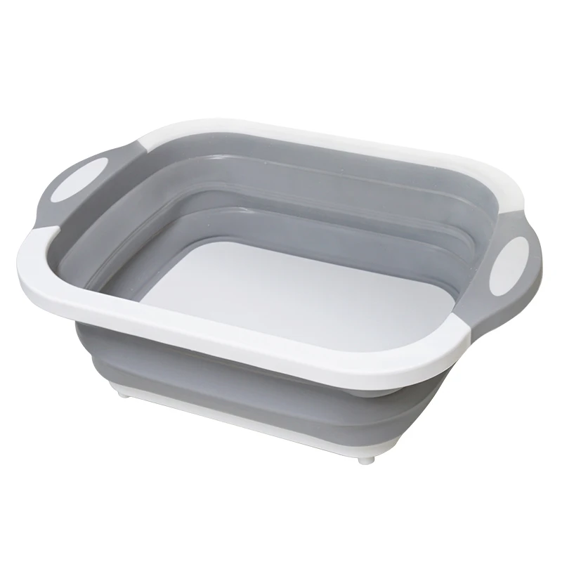 Online Tabla de cortar plegable con cesta plato bañera multifunción plegable para cortar cestas cesta de frutas y verduras lavabo