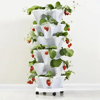 

MeterMall Stack-up Type Stereoscopic Flowerpot Strawberry Plant Pot for Flower Vegetables Decoration