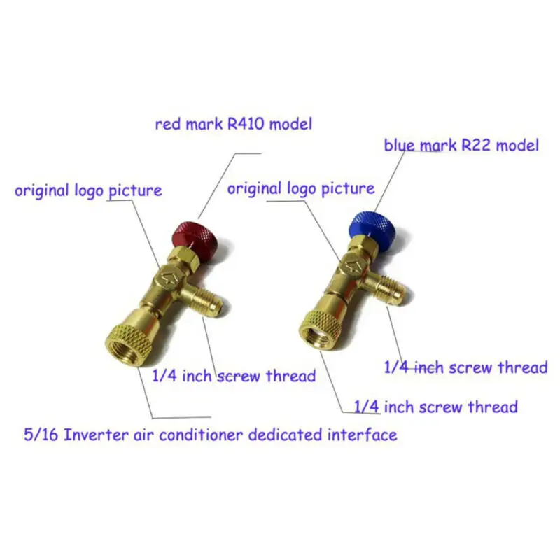 2pcs Refrigeration Charging Air Conditioning Adapter For R410A R22 1/4