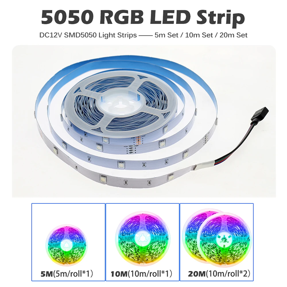 fusion Canberra Knogle RGB LED Strip Light 5m 10m 20m 5050 RGB Changeable DC12V Flexible LED Tape  WiFi / Bluetooth / Music Control LED Strip RGB.