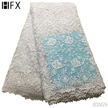 

White Nigerian Lace Fabric African Guipure Cord Lace Fabric 2020 High Quality Embroidered French lace For Wedding Dress F3059