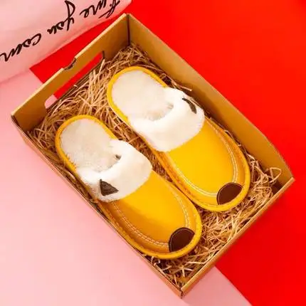 Новые хлопковые тапочки Xiaomi Mijia Youpin для пары женские нескользящие водонепроницаемые домашние тапочки из искусственной кожи на толстой подошве - Цвет: yellow 36-37