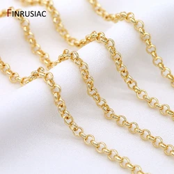 Wholesale 14k Gold Plated 2/3/4/5.5mm Round Link Chain Accessories For Jewellery Making, DIY Bracelet Necklace Chain Spool