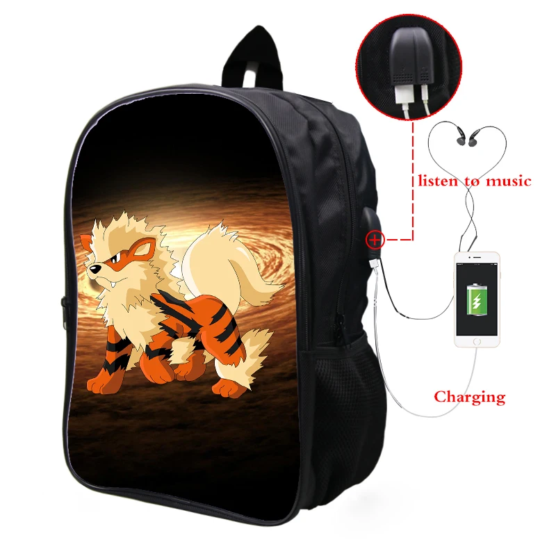 11 Pokemon Arcanine Galaxy Космический рюкзак Многофункциональный USB зарядка Разъем для наушников ноутбук рюкзак для подростков мужчин и женщин школьные сумки - Цвет: 11