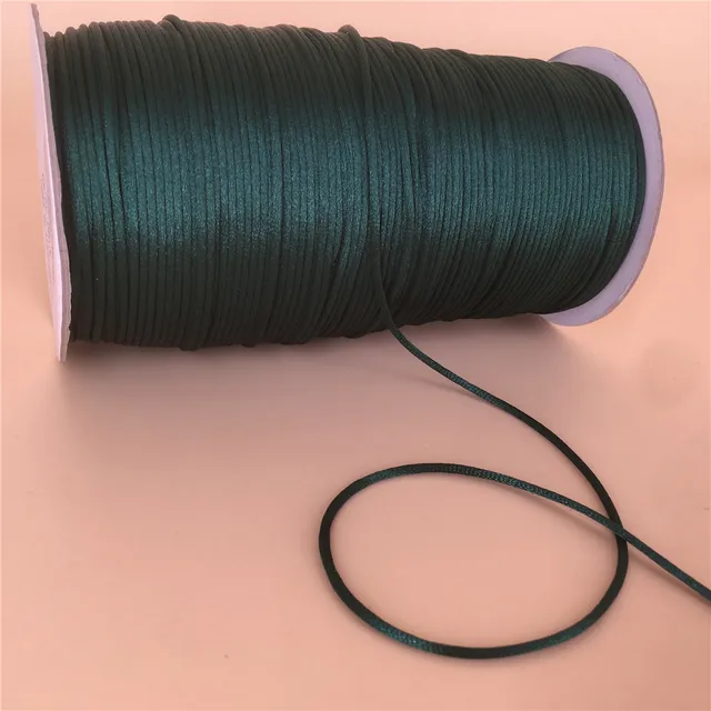 2MM  Chinese Knot Line Cord Silk Satin Nylon Cord 35colors for DIY String Necklace Bracelets 20meters Lot Dk green 257