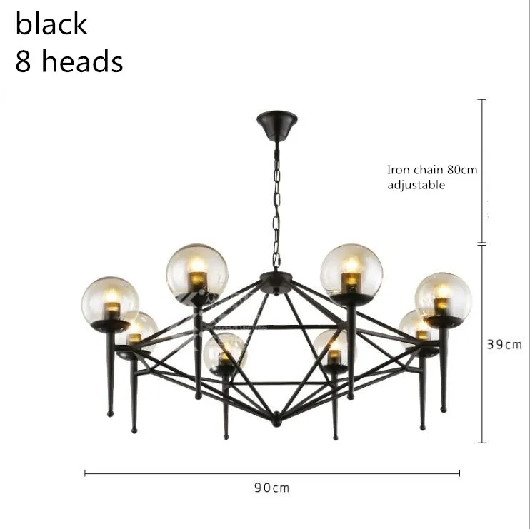 black 8 head Современный светодиодный светильник для люстры, хрустальный абажур для гостиной, Декор для дома, Черное золото, люстра для спальни - Цвет абажура: black 8 head