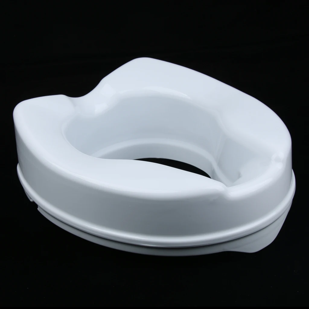 Toilet Seat Riser Raised Safety Chair Elongated Lifter Extender -  4 Inch White - Not Including Cover