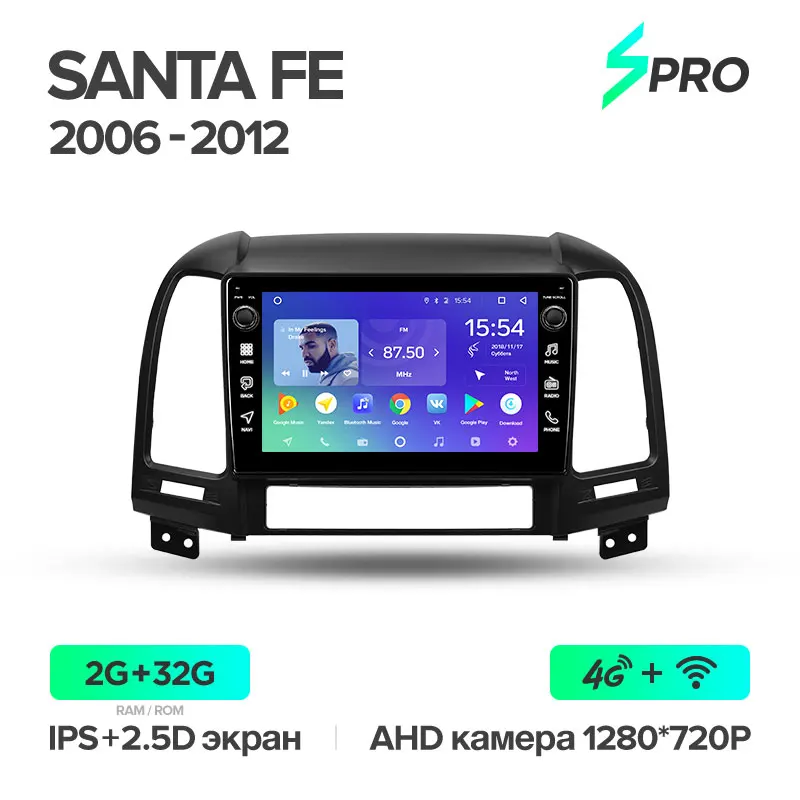 TEYES SPRO Штатная магнитола для Хендай Санта Фе 2 Hyundai Santa Fe 2 2006-2012 Android 8.1, до 8-ЯДЕР, до 4+ 64ГБ 32EQ+ DSP 2DIN автомагнитола 2 DIN DVD GPS мультимедиа автомобиля головное устройство - Цвет: Santa Fe Spro 32G