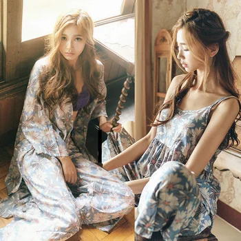 

Home Clothes for Women Pijama Sexy Mujer Cotton Pajamas Women Pyjama Femme Floral Print Pajamas Home Suit 3 piece set women