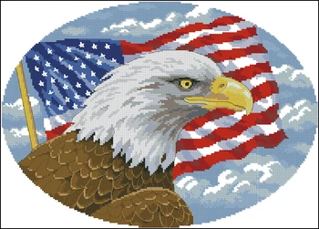 

COTTON Lovely Counted Cross Stitch Kit Freedom Eagle Patriotic Spirit Bird dim 39018